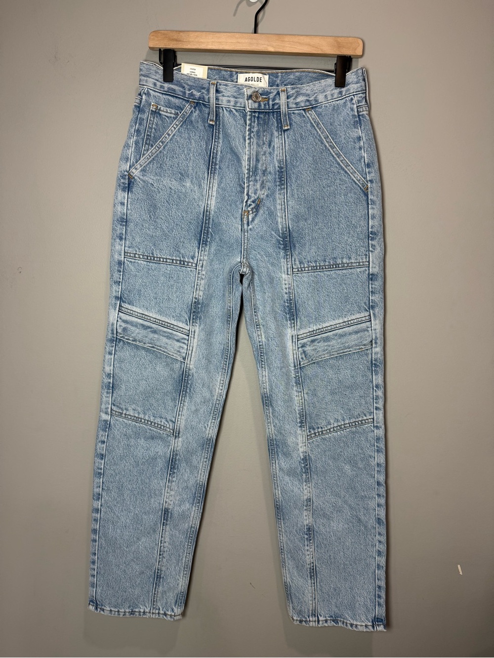 AGOLDE Cooper Cargo Jeans Size 27 Light Wash Utility‎ Straight Leg Denim